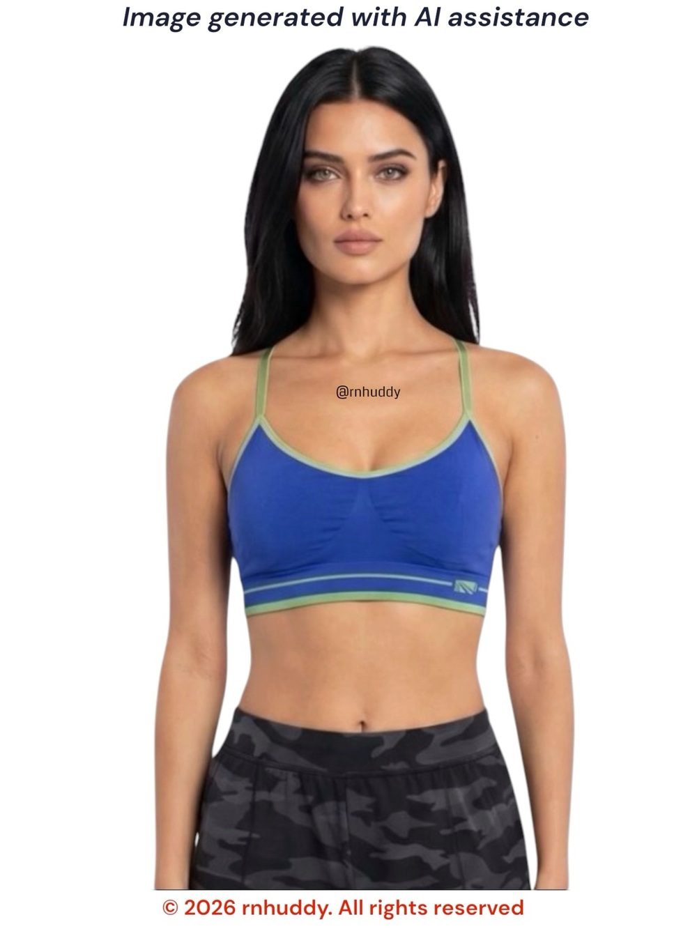 Marika XL blue green sports bra